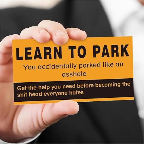 CDXHOME Bad Parking Besökskort – Förpackning med 100 stycken lärkort – roliga parkeringsöverträdelser (8,9 x 5,1 cm), Orange, Svart