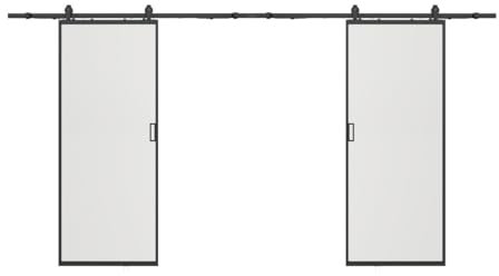 Vente-unique - Puertas correderas doble exterior pared 2 x H205 x L63 cm Aluminio y vidrio templado esmerilado - LINCI II
