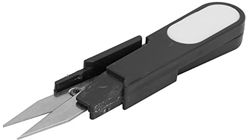Safety Cover Snip Thread Cutter Sewing Scissors, Crossstitch Clipper U Shape Accessory with Safety Cover for Plastic Bags (Black)