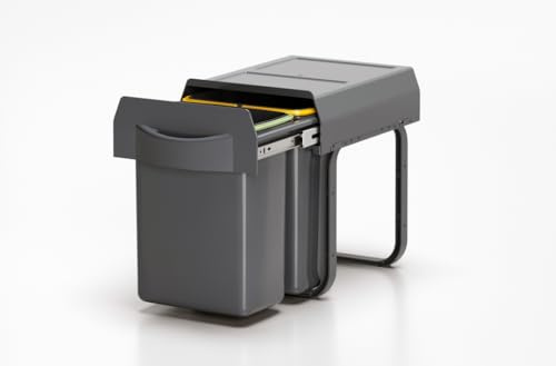 Generico Pattumiera da cucina sottolavello 16 Litri (2 secchi da 8 Litri) per mobile di dimensioni minime 30 cm.