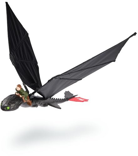 Dreamworks Dragons - How To Train Your Dragon - Statuetta volante Krokmou 76 cm - Figura radiocomandata con ali che battono e coda regolabile - Movimenti realistici - Giocattolo per bambini 4 anni e +