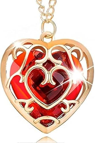 Pidak Collar Corazón Rojo del héroe Elfo Cosplay, XL, Metal, No es una piedra preciosa