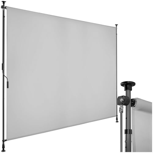 tectake® Toldo Vertical Exterior con Manivela, Estores Exteriores Jardín y Terraza Exterior, Toldos Exterior Terraza, Estructura Acero, Tela Toldo Impermeable, Toldos Jardin - 200x310 cm Gris Claro