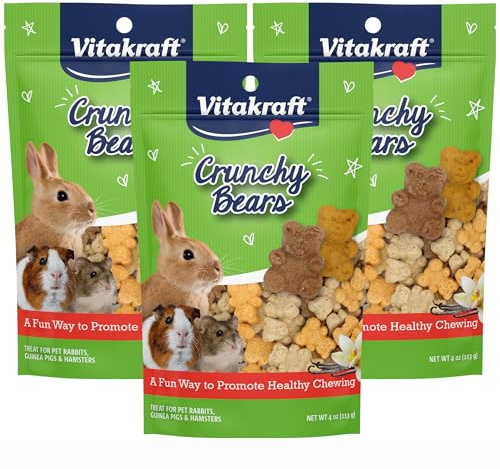 Vitakraft Crunchy Bears Rabbit, Guinea Pig & Hamster Treat 12 oz. (Pack of 3)