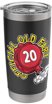 20th Birthday Official Old Fart Funny Red Whopee Cushion Stainless Steel Insulated Tumbler