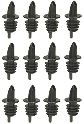 Tablecraft Free Flow Pourers, 2.5 x 1.25 Inch, 12 Count, Black