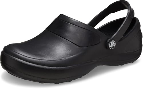 Crocs Women's Mercy Work Clog | Slip Resistant Work Shoes, Black/Black, 9 Women