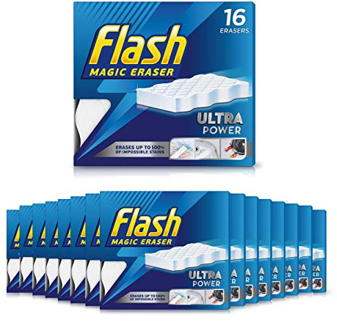 Flash Ultra Power Magic Eraser, Stain Remover, 32 Erasers (16x2), Multi Surface Cleaner