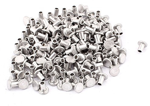 200 Pcs M4 x 6mm Aluminum Flat Head Semi-Tubular Rivets Silver Tone