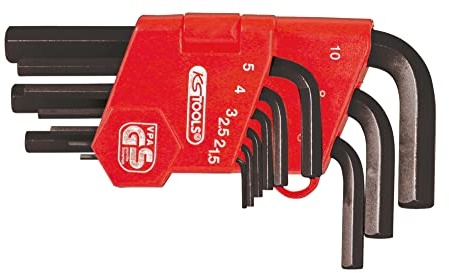 KS TOOLS - 151.3211 - Jeu de 9 clés mâles courtes brunies - 6 x 6 pans - Kit de réparation pratique et facile d'utilisation