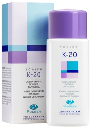 Rueber - Tonico Capilar K-20 | Locion Anticaspa y Calma el Picor Cuero Cabelludo con Efecto Inmediato | Elimina la Caspa Grasa y Tóxica | Para Cuero Cabelludo Irritado o Intoxicado | Dermatitis