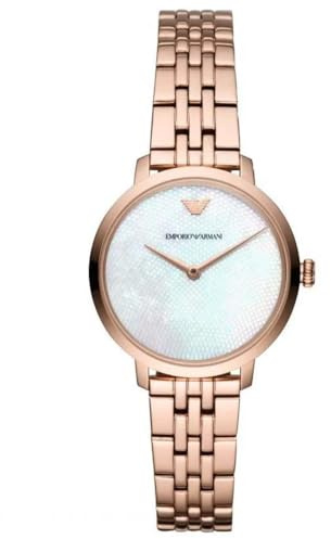 Emporio Armani Orologio Analogico Quarzo Donna con Cinturino in Acciaio Inox AR11158, Tono oro rosa e blu acqua