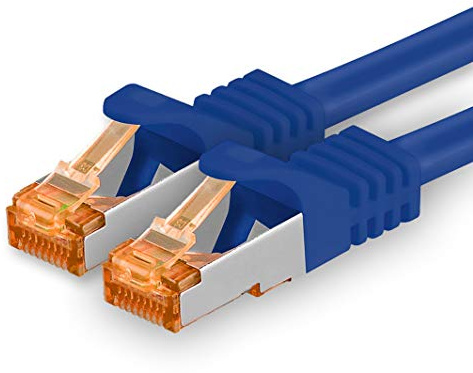 1aTTack.de 2m - Cat.7 Netzwerkkabel Blau - 1 Stück Gigabit Ethernet LAN Kabel 10000 Mbit s Patchkabel Cat7 Kabel S FTP PIMF Schirmung LSZH Cat.7 Rohkabel Rj45 Stecker Cat 6a - 1 x 2 Meter