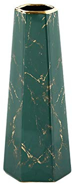 10inch Green Gold Finish Marble Ceramic Flower Vase Home Decor Vase and Table Centerpieces Vase for Friends and Family, Christmas, Wedding, Bridal Shower