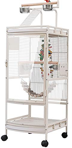 HUOLE Vogelvoliere Nagerkäfig aus Metall Vogelkäfig mit schmutzwanneneinsatz für Nymphensittiche, Papageien, Tauben, Sittiche, Finken,Zimmervoliere, Käfig, 50.5 * 46 * 180cm