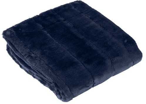 Paoletti Empress Kunstfell-Decke - weiche, elegante, schwere Decke für Bett oder Sofa (Marine - 130x180cm)