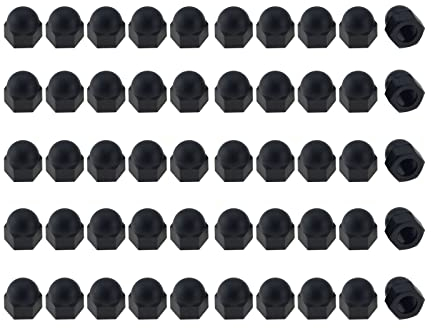 M12 Cap Nuts, 50 Pcs Black Nylon Acorn Dome Head Hex Nuts, Thread Bolt Caps Nuts, Protector Covers for Screws Bolts