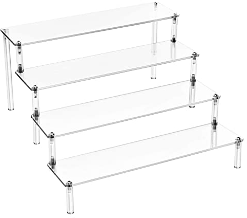 Talifoca Alzate di Display Acrilico Trasparente, Espositore a 4 Strati per Cupcakes, Profumi, Oggetti da Collezione, Cosmetici