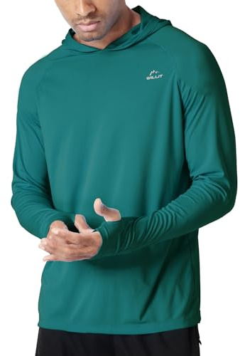 WILLIT Sweat à capuche pour homme - Protection solaire UPF 50+ - Rashguard - Manches longues - SPF - Pêche - Extérieur - Course à pied - Randonnée - Léger, bleu sarcelle, XL