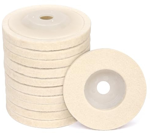 Shineboc Disque de polissage en laine, 10 unités, meuleuse d'angle de 100 mm (4 pouces), accessoire de polissage, meuleuse angulaire pour métal, marbre, bijoux, plastiques, meubles, voitures