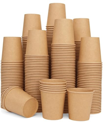 Vumdua 300 Pcs 6 oz Kraft Paper Cups - Disposable Paper Cups Hot Cold Beverage Drinking Cup for Coffee, Water, Tea, Juice, Espresso & Cortado