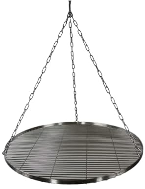 TR-FLAMES 80cm Edelstahl Grillrost mit Kette Ø4, Schwenkgrill, Grillrost mit Kette, BBQ Grillrost, Camping Grillrost, Outdoor Grillzubehör