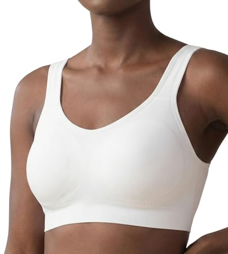 Conturve Wirefree High Support Bra Adjustable Wire Free Shaper Bra (Cups AA-FF) +with Extra Extender Offers Back Support White, XL
