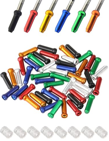 TPZORJX 48 tappi terminali per bicicletta- con cavo del cambio colorato, con 8 pezzi di cavo del freno, in gomma, ad anello, per bici da corsa, mountain bike, fune del cambio(multicolore)