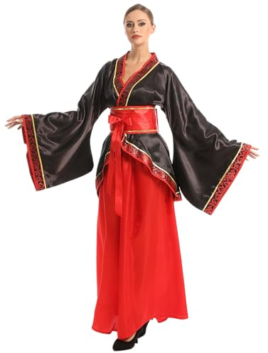 Carnavalife Disfraz Hanfu tradicional chino, ropa de mujer traje Tang, disfraz tradicional chino de Hanfu antiguo, con falda midi mujer 3 piezas, Halloween, carnaval, cosplay (Adulto, S)
