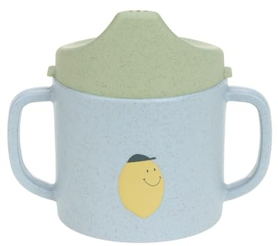 LÄSSIG Taza para sorber Vaso para niños con asa y tapa extraíble 150 ml/Sippy Cup PP/Cellulose Happy Fruits Lemon