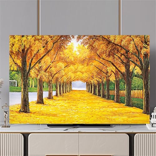 Hixingo TV Cover Decorative, 3D Forest Pattern TV Dust Cover 32-80inch TV Screen Dust Cover Universal Elastic Television Cover Stretch TV Screen Protection Cover (65inch,Autumn)