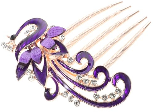 TOGEVAL Peineta Lateral de Novia con Cristales Brillantes Color Púrpura Adorno Nupcial Elegante para Bodas y Eventos Especiales Accesorio para Cabello de Fiesta