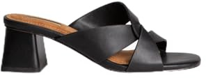 Corina Sandalia Mule de Tacón Cuadrado, Negro, Tiras Cruzadas, Puntera Cuadrada Abierta, Modelo M6306
