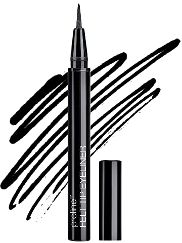 Wet n Wild - ProLine Felt Tip Eyeliner - Delineador Negro con Punta Fina y Suave de Fieltro - Maquillaje para Ojos - Control Extremo, Fórmula Pigmentada y Fluida - Black - 1 Unidad