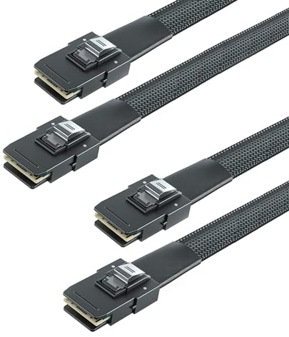 10Gtek® [x2 pcs Mini SAS SFF-8087 to SFF-8087, 6G Internes SAS Cable, 100-Ohms, 0.5-Meter(1.65-ft)