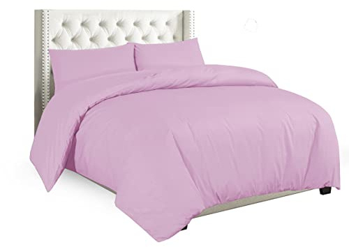 Plain Duvet Cover With Pillow Case Non Iron Percale Quilt Cover Bedding Bedroom Set (Single, Pink)