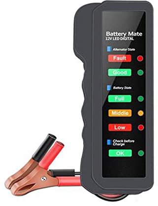 OBDMONSTER Autobatterie Tester,Autobatterietester 12V,Batterieprüfer kfz,Analysator zur Überprüfung von Lichtmaschine und Batterieladesystem, LED-Anzeige