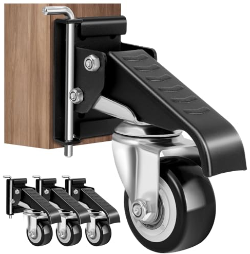 SPACECARE Workbench Casters kit 600Lbs Heavy Duty Quick Release 2 Mounting Options Retractable Workbench Stepdown Caster Wheels Adjustable Polyurethane Durable Steel Construction (Set of 4)