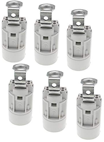 E14 Thermoplastischer Kerzenlampenhalter, SES, 52 mm Höhe, Wandlampen-Anhänger, E14-Lampenfassung mit 1/8IPS-Gewinde, Hickey (weiß), 6 Stück