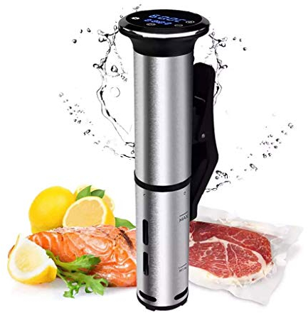 SMSOM Cocina Sous Vide, Cocina de precisión Ultra-silenciosa de Acero Inoxidable de 1200W con Control de Temperatura preciso y Pantalla Digital de Temporizador, IPX7 Impermeable