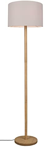 Trio Leuchten Stehleuchte Korba 401200101, Holz natur, Stoffschirm weiß, exklusiv Leuchtmittel 1x E27, Naturbelassen