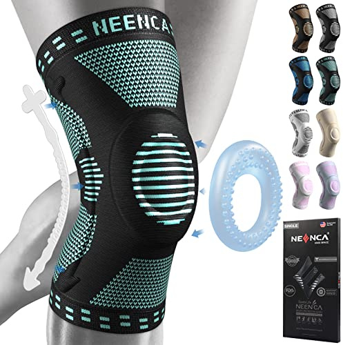 NEENCA Tutore Ginocchio,Tutore Fascia per Compressione Ginocchio Cuscinetti per Rotula e Supporto Laterale,Supporto per Ginocchia ad uso Medico per Corsa,Lesioni al Menisco,Artrite,Infortunio Sportivo