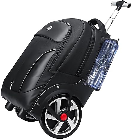 AOKING 20 Inch Laptop Backpack with Wheels Business Travel Backpack Trolley Backpack Portable Laptop Backpack for Adults, black, 20 Zoll, Business trolley suitcase