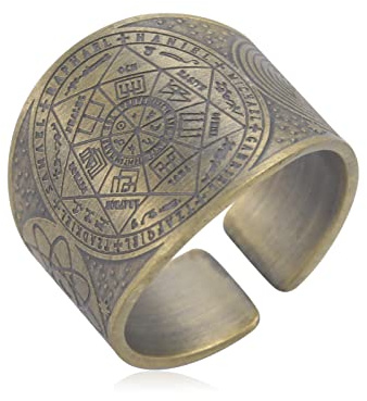 Bague Sceau des 7 Archanges Bague Cube Métatron Bague Sceau de Lilith Biblique Bague Amulette Talisman Bague Géométrie Bague Cuivre Bonne Chance Protection Bijoux Religieux pour Hommes Femmes