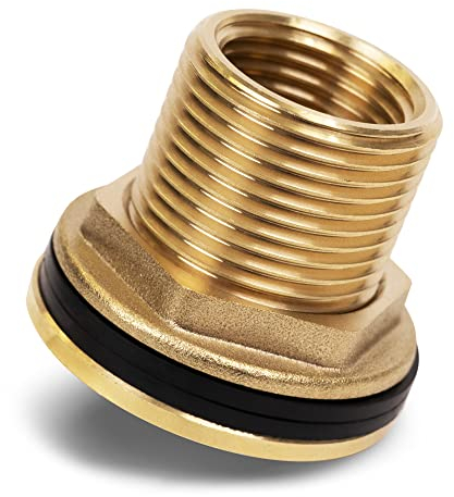 YourCasa® Passe-citerne universel 1/2 - Passage de réservoir en laiton comme raccord pour robinet ou robinet 1/2 avec 2 joints - Raccord de tonneau pour citerne d'eau de pluie