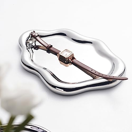 Ceramic Jewellery Dish for Women, Silver Cloud Trinket Dish Jewelry Holder | Cloud Jewelry Tray Ceramic Plate, Watch Keys Tray Ring Dish Holder for Mother's Day/Christmas/Thanksgiving/Birthday Gift