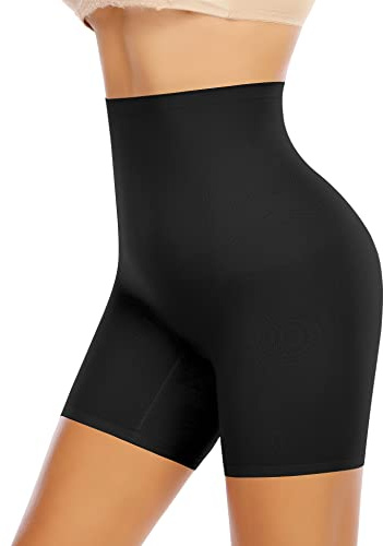 YARRCO Culotte Gainante Femme Ventre Plat Invisible Culotte Sculptante Gainante Taille Haute Panties Efficace sous-vêtements (#3 Noir-Short sous Robe,L)