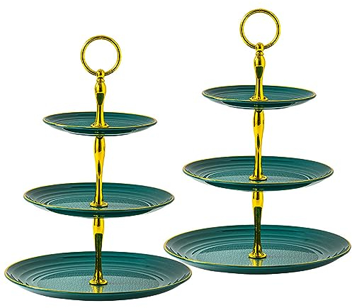 Allbusky 3-Tier Cake Stand Cupcake Holder, Pastry Tiered Serving Tray, Dessert Plates Cakes Fruit Cookie Candy Display Tower Serving Platter for Christmas Wedding Birthday Baby Shower