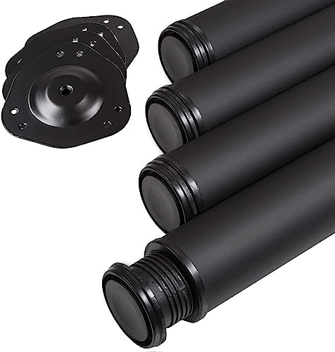 SOTECH 4 Stück Tischbeine Höhe 820 mm Ø 76/80 mm Stahl mit schwarzer Oberfläche belastbar bis 300 kg (75 kg pro Stück), Tischfüße mit 32 mm Höhenverstellung Schreibtischbeine