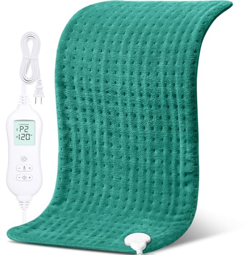 NOWWISH Heating Pad for Back Pain Relief & Period Cramps, 33x17 Inches Electric Heating Pad with 10 Heat Settings, Timer and Auto Shut-Off, Machine Washable, Valentines Day Gifts for Her, Green